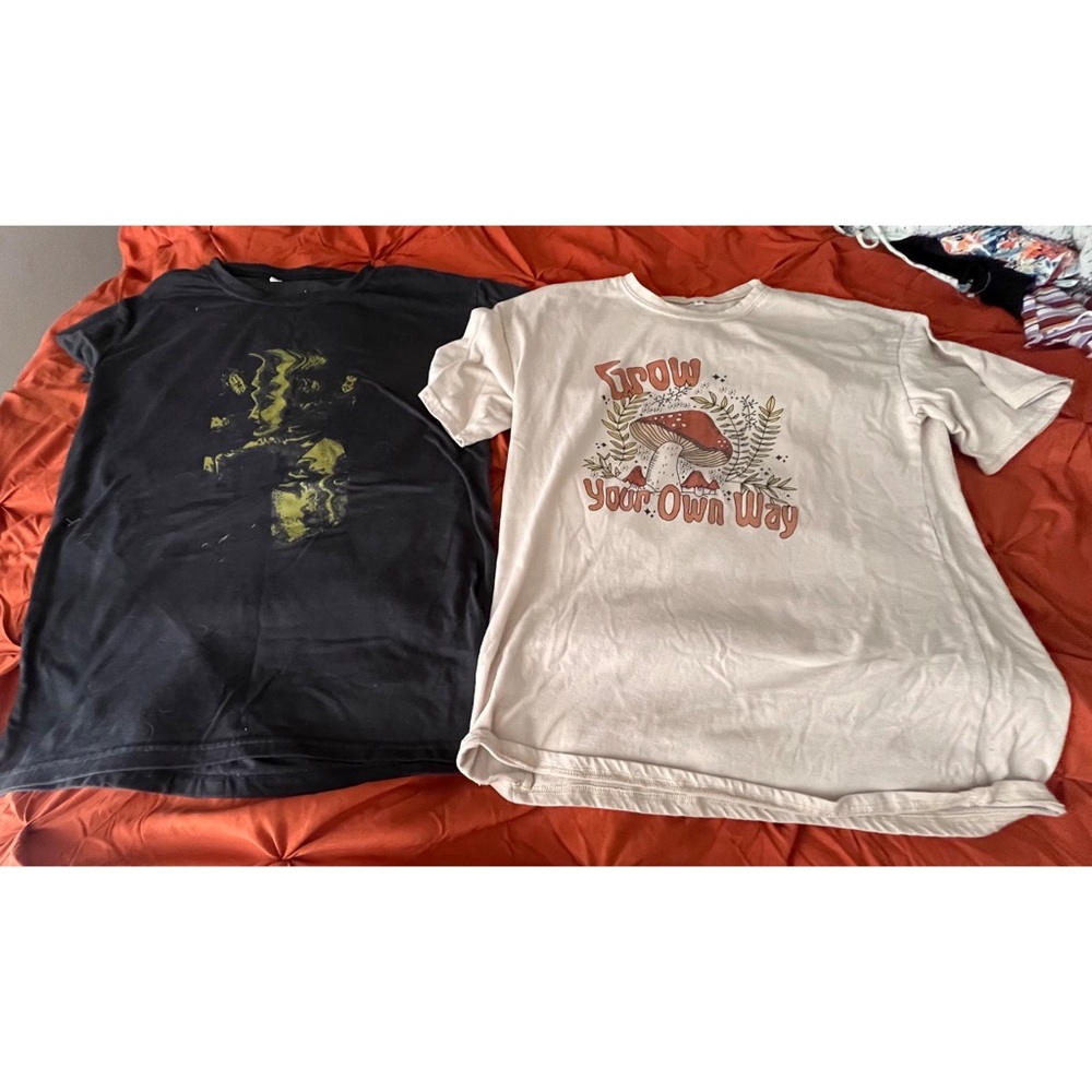 Graphic T-Shirts - Black and Cream. Both come for the price of one!